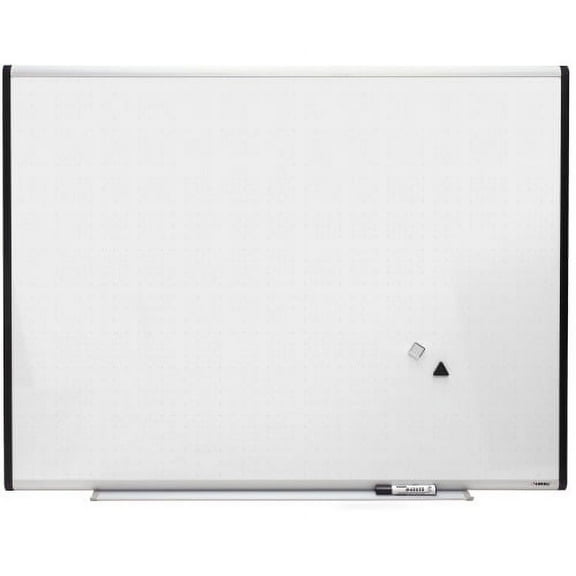 Lorell Magnetic Dry-erase Grid Lines Marker Board 48" (4 ft) Width x 36" (3 ft) Height - Porcelain Surface - Silver, Ebony Frame - 1 Each