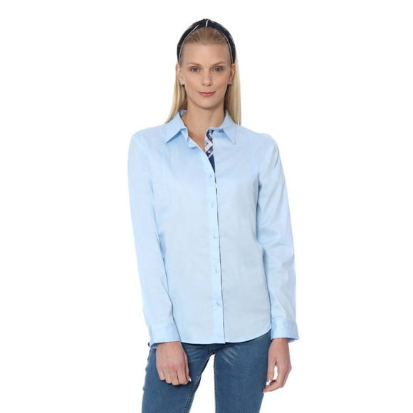 Blusa Camisa Mujer Manga Larga Lisa Celeste Palassi 54507