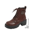 thumbnail image 7 of Rokment Platform Combat Boots for Women Fall Winter Buckle Side Zip up Leather Chunky Lug Sole Ankle Booties, 7 of 7