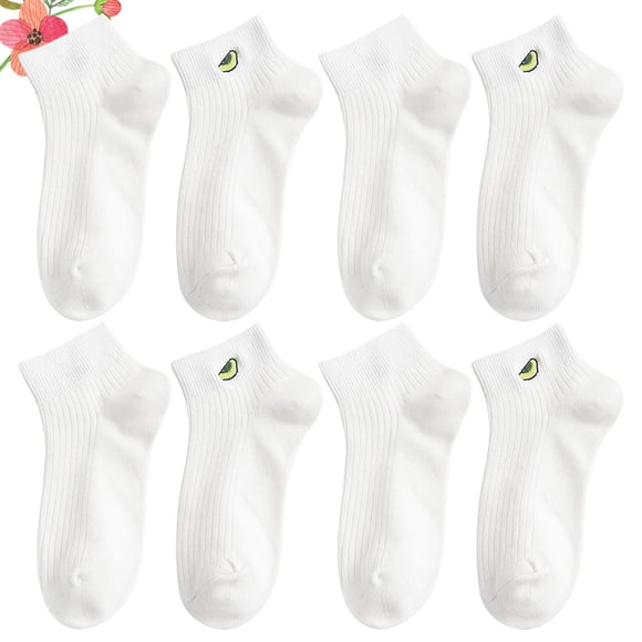 ADDHAT 4 Pares De Calcetines Tobilleros De Con Bordado Para Mujer Y