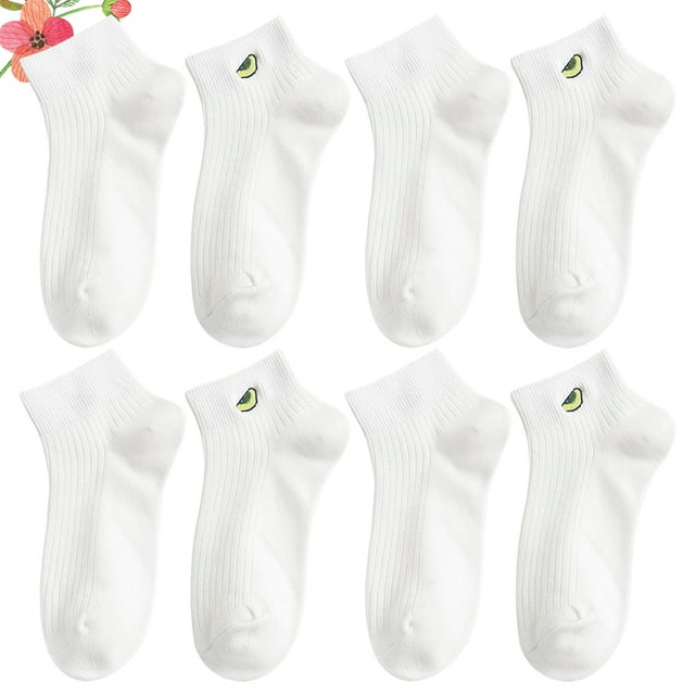 ADDHAT 4 Pares De Calcetines Tobilleros De Con Bordado Para Mujer Y