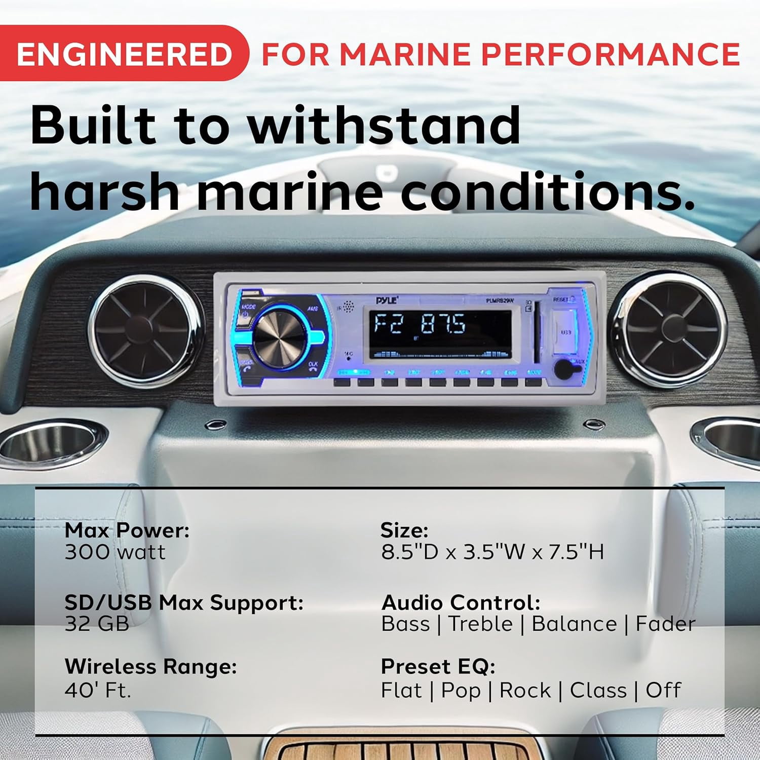 Pyle Single Din 300W Bluetooth In-Dash Stereo Radio Receiver, Hands-Free, MP3