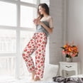 thumbnail image 5 of Salouo Strawberry Flower Print Women's Pajama Pants Casual Loose Sweatpants PJs Flowy Pants Drawstring Palazzo for Women Wide Leg Pants Lounge Pajama -Small, 5 of 8