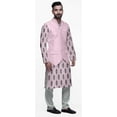 thumbnail image 2 of Atasi Printed Kurta Pajama Jacket Set Mandarin Collar Traditional Ethnic Shirt, 2 of 5