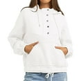 thumbnail image 4 of Mlzmgr Womens Hoodies V Neck Drawstring Pullover Fall Solid Color Loose Comfy Sweatshirts Blouse, 4 of 9