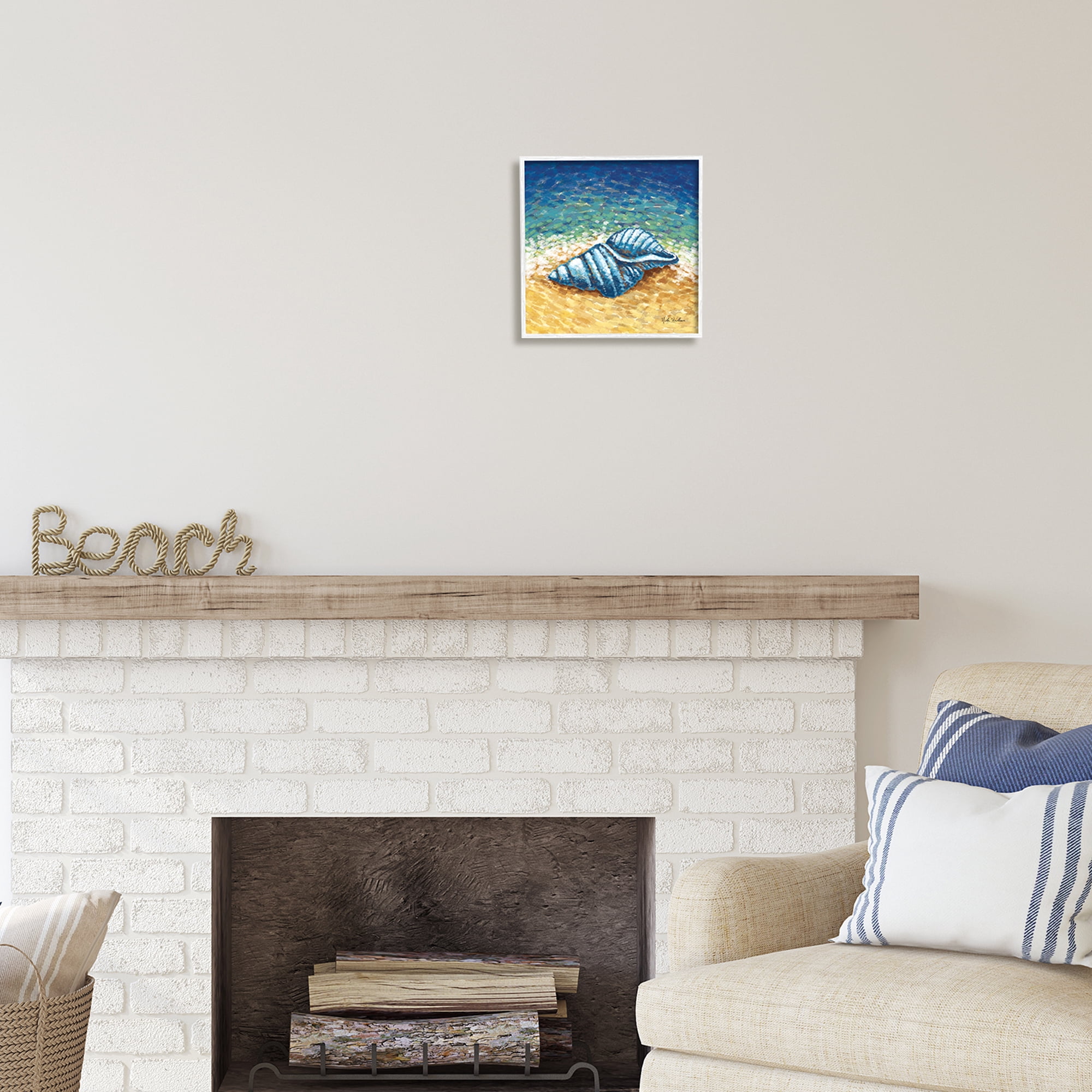 Stupell Industries Conch Shells by Shore Animals & Insects Painting White Framed Art Print Wall Art, 12 x 12