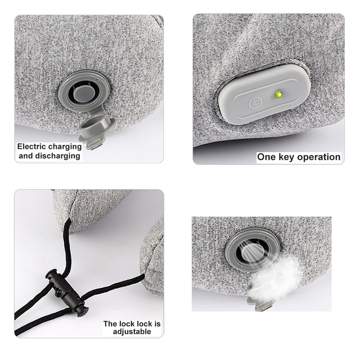 E.Share Gray Electric Inflatable Travel Pillow, 1 Count