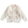 thumbnail image 7 of GYRATEDREAM Toddler Girls Crewneck Cardigan Long Sleeve Children Button Cotton Sweater Uniform Sweaters for 4-5Y White, 7 of 7