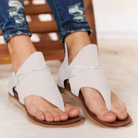 

Binmer Women s Casual Plus Size Solid Shoes Flat Flip Flops Back Zipper Sandals