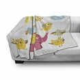 thumbnail image 3 of Cartoon Soft Flannel Fleece Throw Blanket, Happy Animals Colorful Design Sun Clouds Birds and Owls, Cozy Plush for Indoor and Outdoor Use, 60" x 80", Marigold Pink Baby Blue, by Ambesonne, 3 of 6