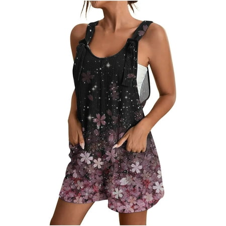 

Wenini Summer Savings Clearance Sets Women s Jumpsuits Rompers for Women Summer Comfortable Casual Suspender Shorts Solid Color Overalls with Pockets Pants # Lightning Deals Purple XXXXL