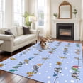 thumbnail image 2 of Blue Birds Area Rugs 5'x8', Washable Small Throw Rugs for Classroom Bedroom, Funny Cute Snowflake Wire Sparrow Indoor Outdoor Rug Non-Slip Low Pile Carpet Runner Reversible Floor Mats, 2 of 8