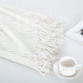 thumbnail image 4 of HTOOQ Couverture Jetée Texturée Douce pour Canapé Sofa Couverture Tricotée Décorative, 5HTOOQ " x 6HTOOQ " Blanc Cassé, 4 of 7