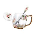 thumbnail image 2 of Taza de té esmaltada con cuchara, taza de café, taza de leche, con tapa, taza de vidrio para San Valentín, niñas, día de la madre, esposa, amantes del S, 2 of 8