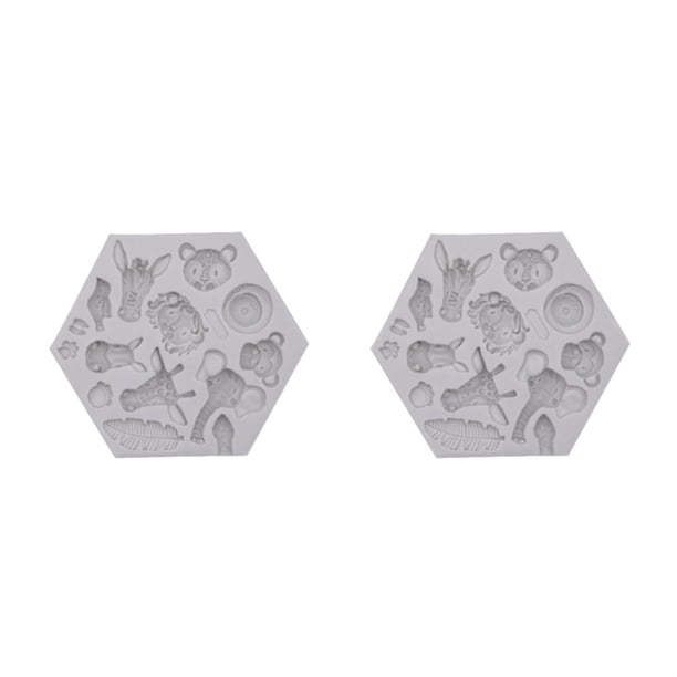 Molde de silicona Inteprter con forma de animales para hornear Cupcake Chocolate 2piezas Gris