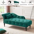 thumbnail image 3 of Holaki 60.6" Velvet Chaise Lounge Buttons Tufted Nailhead Trimmed Solid Wood Legs with 1 Pillow,Green, 3 of 7