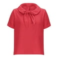 thumbnail image 4 of Htigea Women's Plus Size Cotton Linen T-Shirts Summer Collared Short Sleeve Tops Cute Tee Casual Loose Fit Shirts for Daily Vacation Hot Pink XXXXL, 4 of 6