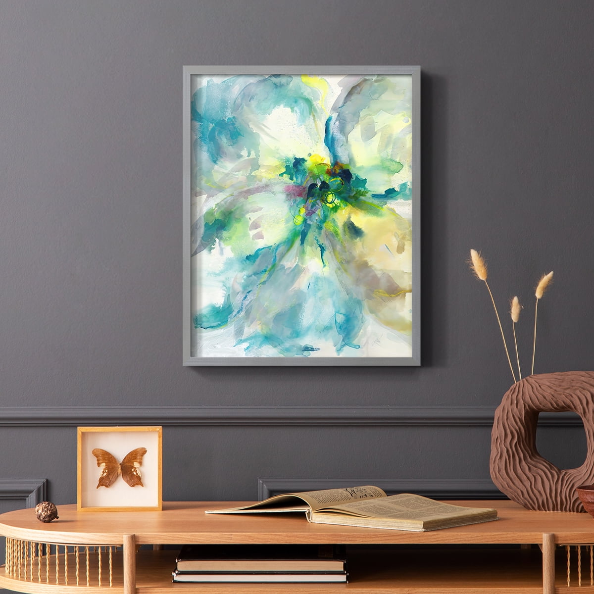 Maybe Petunias II in Gray Solid Wood 11 x 14 Framed Print