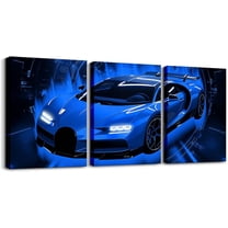 Hieng Race Car Canvas Wall Art for Living Room Bedroom Red Blue Picture Wall Decor for Bathroom Speed Sports Car Kids Boys Girls Artwork Posters Extreme Sports Painting(Only canvas)