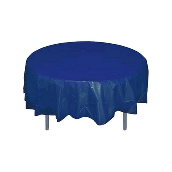 *12 Count* Navy Blue 84" Round Plastic Tablecloths