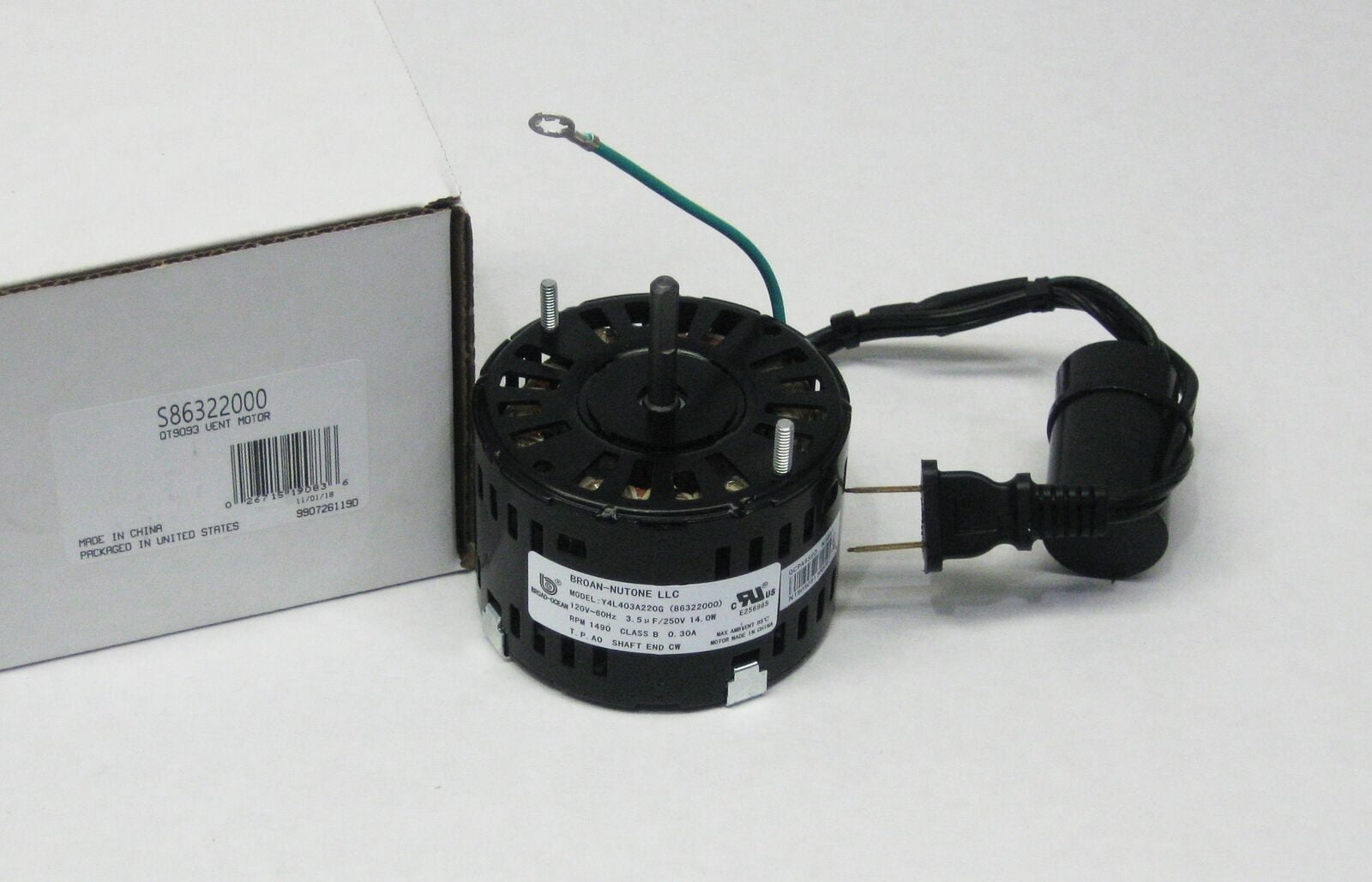 86322000 Genuine Nutone Vent Bathroom Fan Ventilator Motor JA2C394 - Walmart.com
