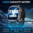 thumbnail image 4 of Haulvean Smart Watch for Men, 2.01-inch Military Smart Watch, fits for Android and Iphone Devices, with 1100mA/IP68 Waterproof/Answer/Make Calls/100+ Sport Modes Fitness Tracker (Black), 4 of 6