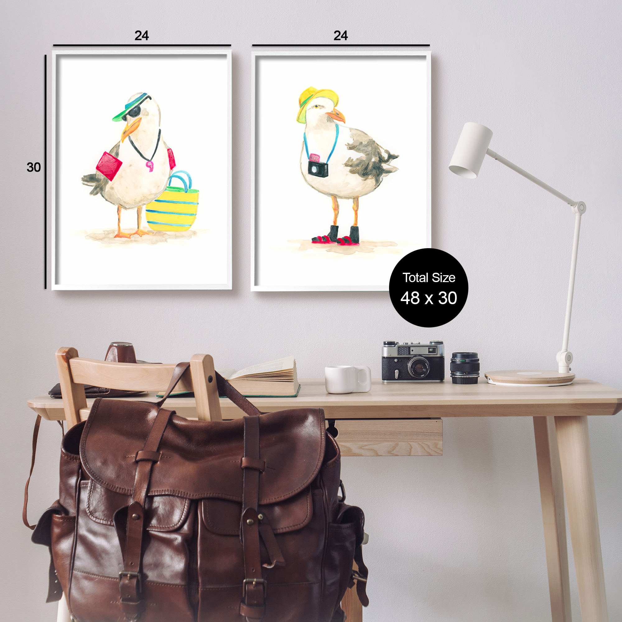 Stupell Industries Sea Bird Tourists Animals & Insects Painting White Framed Art Print Wall Art, 24 x 30