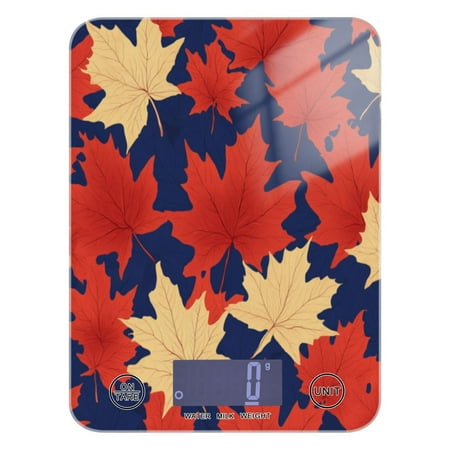 

Kitchen Electronic Scale Food Scale 7.68x5.71 inch Multifunctional Digital Kitchen Scale Tempered Glass Decorative Baking Cooking Meal Preparation Red Maple Leaf2