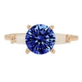 thumbnail image 2 of 2 ct Round Cut Simulated Tanzanite 3 Stone 14K Yellow Gold Womens Engagement Ring, 2 of 4
