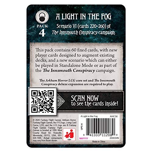 Juego de cartas Fantasy Flight Games Arkham Horror una luz en el paquete Mythos de niebla