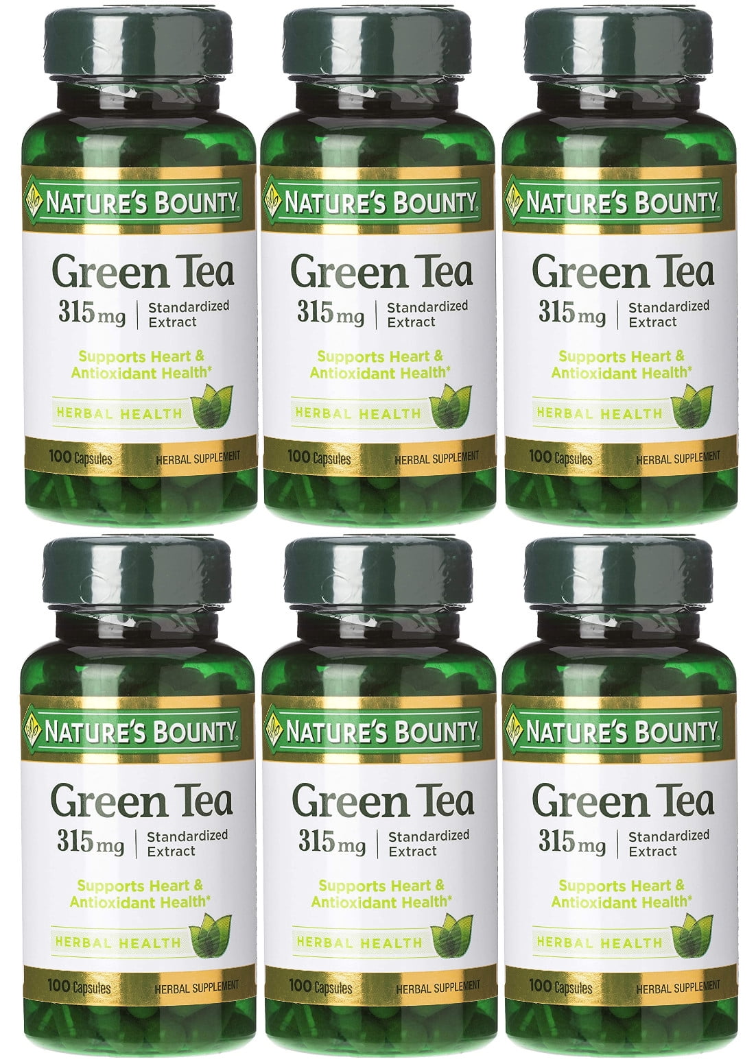 Nature's Bounty Green Tea Extract Capsules, 315 Mg, 100 Ct (6 pack