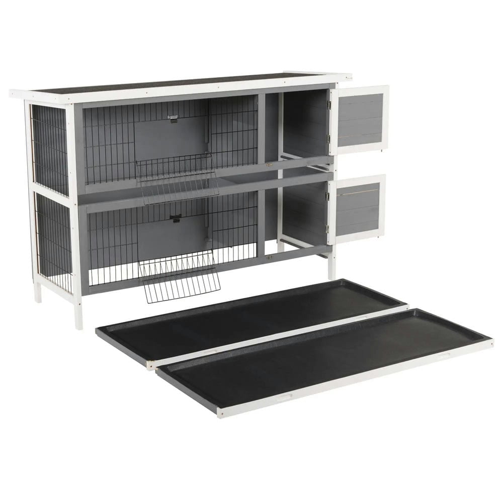 Topcobe 54" 2-Story Large Rabbit Hutch Bunny Cage Wooden Pet House with Lockable Doors, No Leak Tray and waterproof Roof for Outdoor/Indoor, Outdoor Pet Shelter, Small Animal Habitat