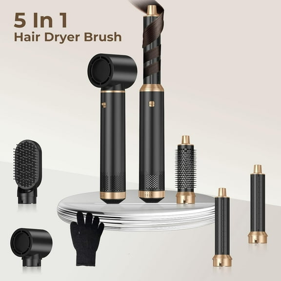 Blow Dryer Brush 5 in 1, Negative Ion Hair Dryer Brush Set Air Styler Curling Wrap Air Curler, Upgrade Hot Air Brush Curling Iron Hair Styling Tools As A Gift for Straight/Curl/Drying/Smoothing