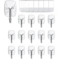 thumbnail image 1 of Paquete económico de 15 ganchos, 30 tiras, ganchos de palanca de alambre pequeños transparentes, organiza ganchos utilitarios sin daños, ganchos para colgar resistentes con tiras a, 1 of 5
