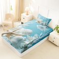 thumbnail image 4 of Manfei Kawaii Starfish Twin Sheets,Cute Sea Plant Bedding,White Blue,3-Piece,1 Fitted Sheet and 1 Pillowcase, 4 of 7