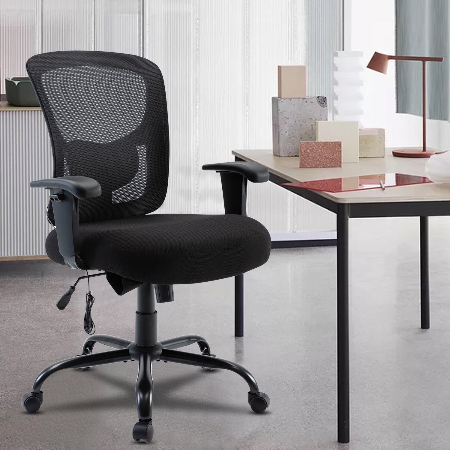 LCH Big and Tall Office Chair 400lbs Home Desk Mesh Chair Ergonomic Executive Desk Chair,Black