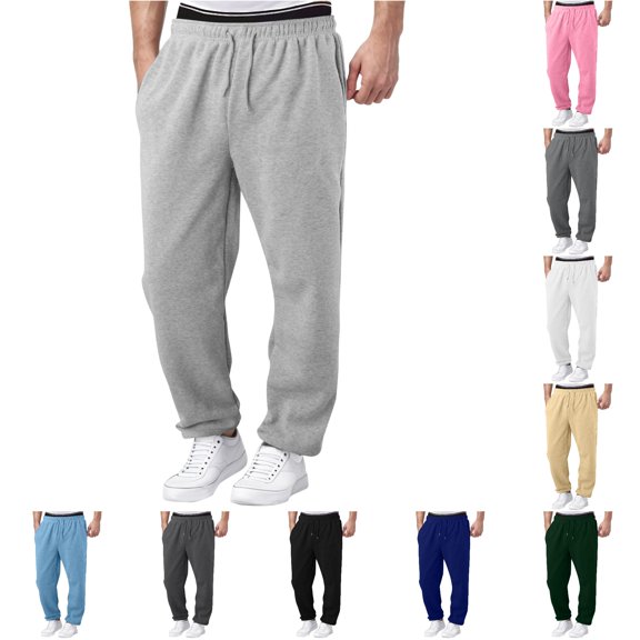 Mens Sweatpants Elastic Waist Drawstring Jogger Pants With Pockets Loose Straight Leg Casual Trousers For Everyday Casual Workout And Gym