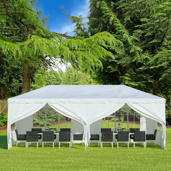 10' x 20' Outdoor Tent Canopy Tent Party Tent Wedding Tent Gazebo Pavilion Backyard Tent with Side Walls, White W15620