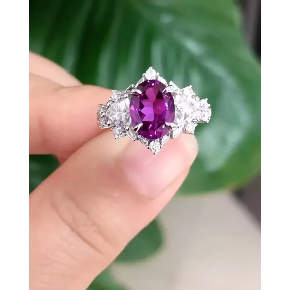 2.50 Ct Oval Cut Simulated Amethyst 14k White Gold Plated Halo Engagement Ring