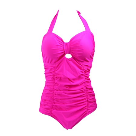 HDE Women's Vintage One Piece Swimsuit Pin Up Halter Monokini Bathing Suit