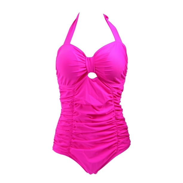 Hde Hde Women S Vintage One Piece Swimsuit Pin Up Halter Monokini Bathing Suit Walmart Com Walmart Com