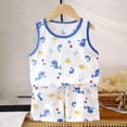 thumbnail image 4 of Amidoa Toddler Boys Girls 2 Piece Outfits Summer Clothes Cute Graphic Tank Top and Casual Shorts Kids Clothing Sets Blue Size 3T, 4 of 6