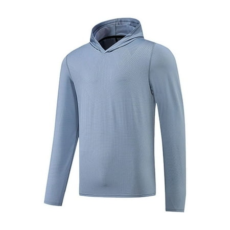 NaWent Clearance Men s Sun Hoodie Long Sleeve UPF 50+ UV Protection Fishing Shirt Lightweight Quick Dry Athletic Blue 12(XXL)