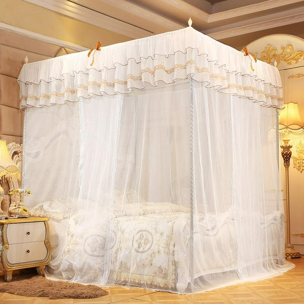 OTVIAP Luxury Princess Four Corner Post Bed Curtain Canopy Netting ...