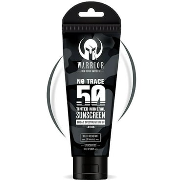Warrior SPF 50 Tinted Sunscreen for Face - Zinc and Titanium Tinted Moisturizer with SPF - Water Resistant, Reef Safe Lotion - Non-Toxic Tinted Sunscreen Lotion for Sensitive Skin - 3 Fl. Oz