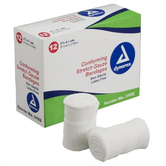Case of 96 - Conforming Bandage Dynarex Polyester  4.1 Yard X 2 Inch Roll NonSterile
