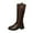 Brown, variant on RXMEKW Womens Winter Boots, Fashionable Knee-High Boots with Solid Color, Round Toe, Side Zipper, Low Heel