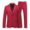 thumbnail image 3 of HBDesign Mens 3 Piece Suit Set Summer Lightweight Slim Fit Blazer Vest Pants Pinstripe for Business, 3 of 7