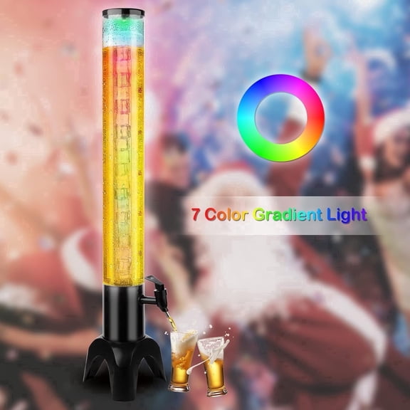 3L Beer Giraffe Dispenser, 100oz/3.2 qt Mimosa Tower Dispensers with Ice Tube and LED Light,Tabletop Drink Tower Dispenser for Beer, Margarita, Liquor, Beverage