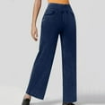 thumbnail image 2 of Women's High Waist Wide Leg Jeggings Stretch Pull On Denim Jeans Straight Leg Sweatpants with Pockets BU1 S, 2 of 8